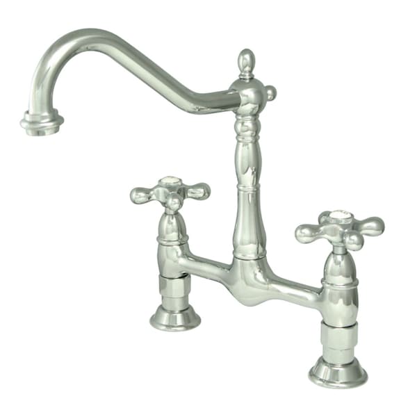 KS1171AX Heritage Bridge Kitchen Faucet, Polished Chrome